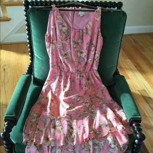 Pink and yellow chiffon asymmetric dress size XS